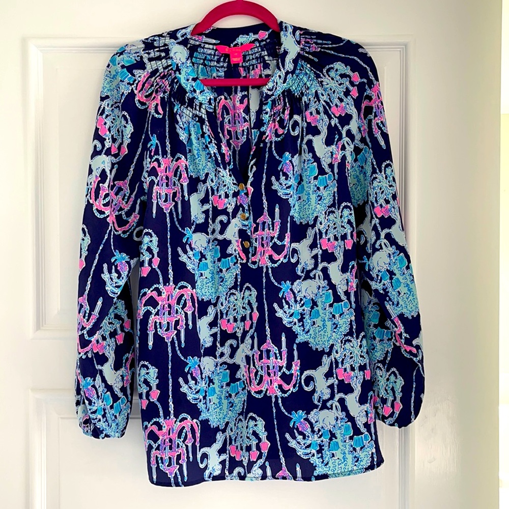 Lilly Pulitzer Elsa Top in Monkey Trouble print